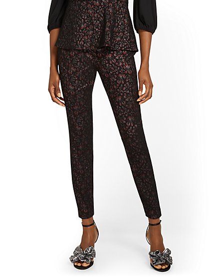 Tall Whitney High-Waisted Pull-On Slim-Leg Pant - Floral-Print - New York & Company
