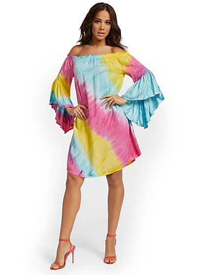 tie dye off the shoulder dress