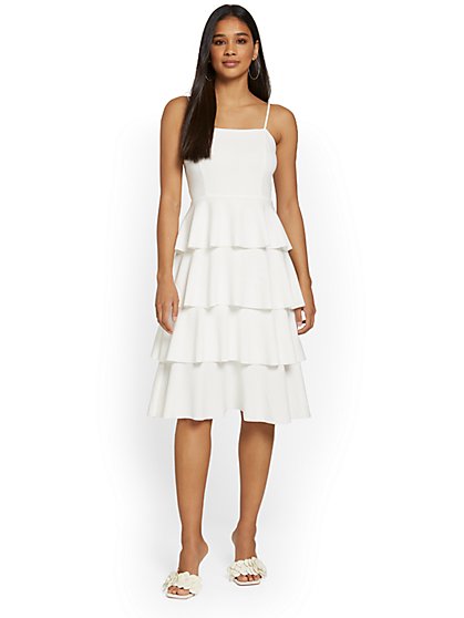 Tiered Crepe Midi Dress - 4Sienna - New York & Company