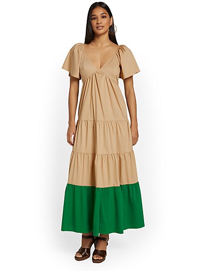 Tiered Poplin Maxi Dress - Strut & Bolt - New York & Company