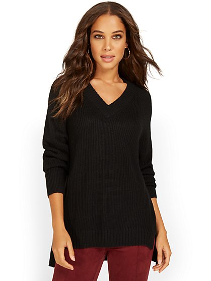 V-Neck Tunic Sweater - New York & Company