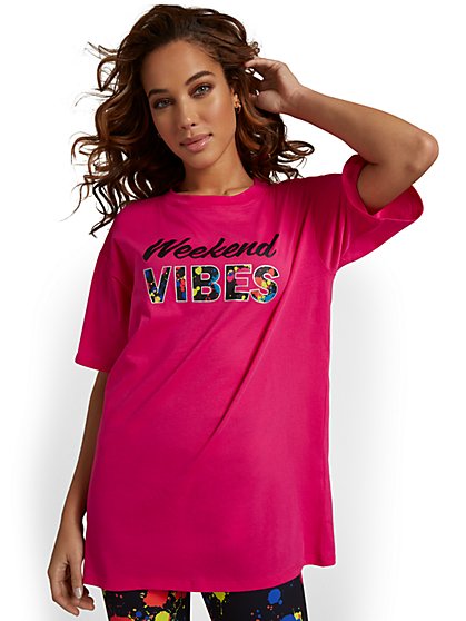 Weekend Vibes Oversized Graphic Tee - New York & Company