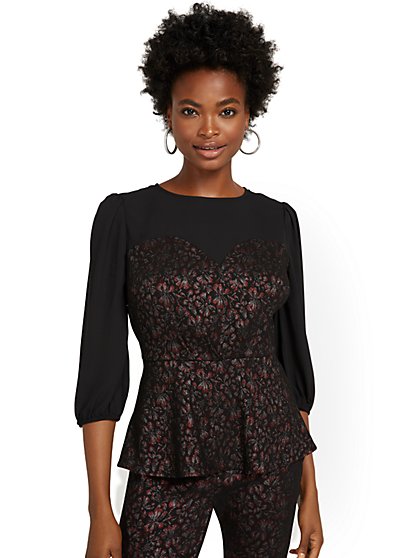 Whitney Floral-Print Twofer Top - New York & Company