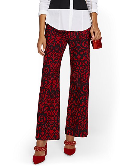 Whitney High-Waisted Pull-On Printed Wide-Leg Pant - New York & Company