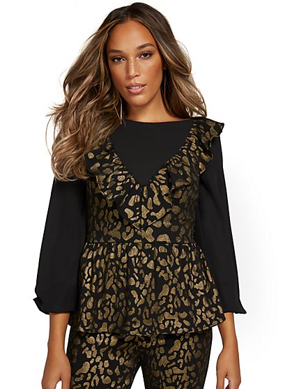Whitney Leopard-Print Twofer Top - New York & Company
