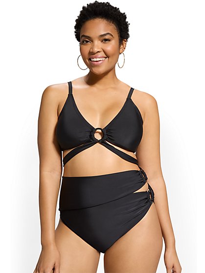 Wrap-Around O-Ring V-Neck Bikini Top - NY&C Swimwear - New York & Company