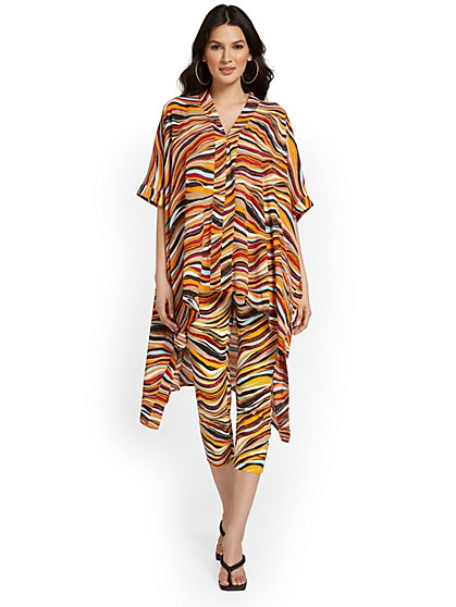 Zebra-Print Kimono Top - New York & Company