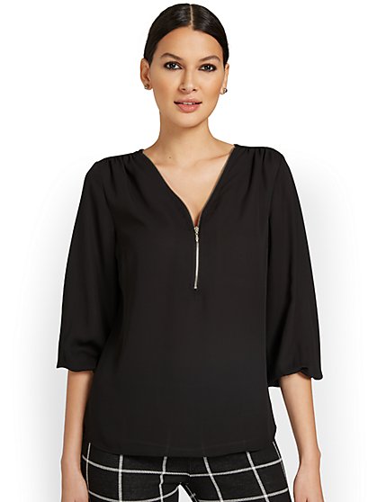 Zip-Front Blouse - New York & Company