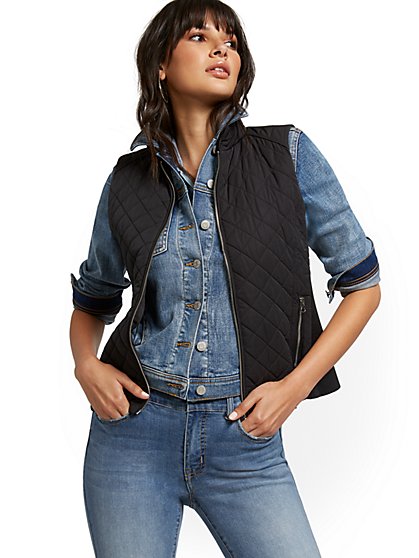 Zip-Front Quilted Vest - New York & Company