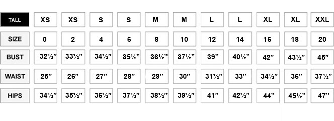 Size Chart for Women's Tall Clothing | New York & Company